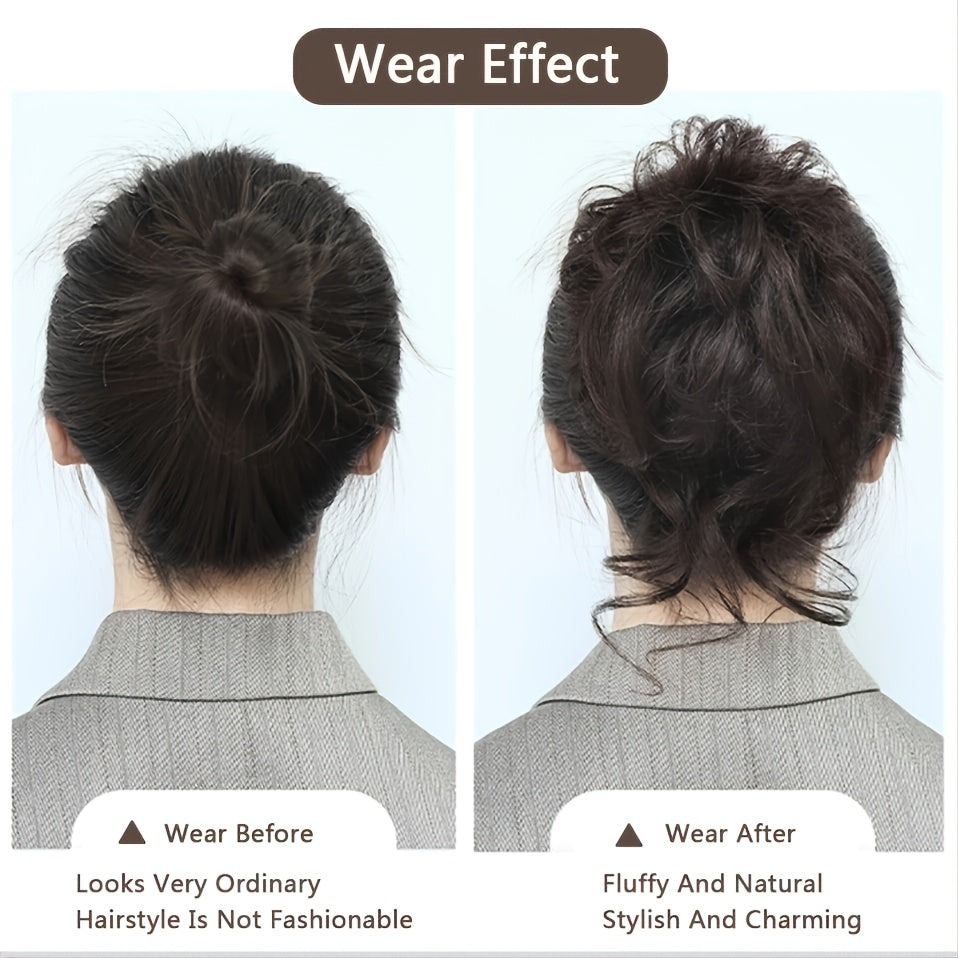 Hair Extension Add Volume And Style with Synthetic Messy Curly Ponytail Hair Bun Chignon Scrunchy Hair Band Women Hair Care Accessories