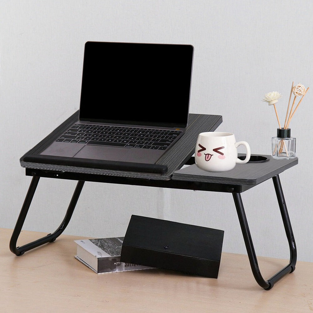 Laptop Desk Laptop Bed Table with Foldable Legs and Cup Slot, Reading Holder Notebook Stand with Adjustable Height Angle, Laptop Bed Tray for Bed Sofa Breakfast Work Study Reading