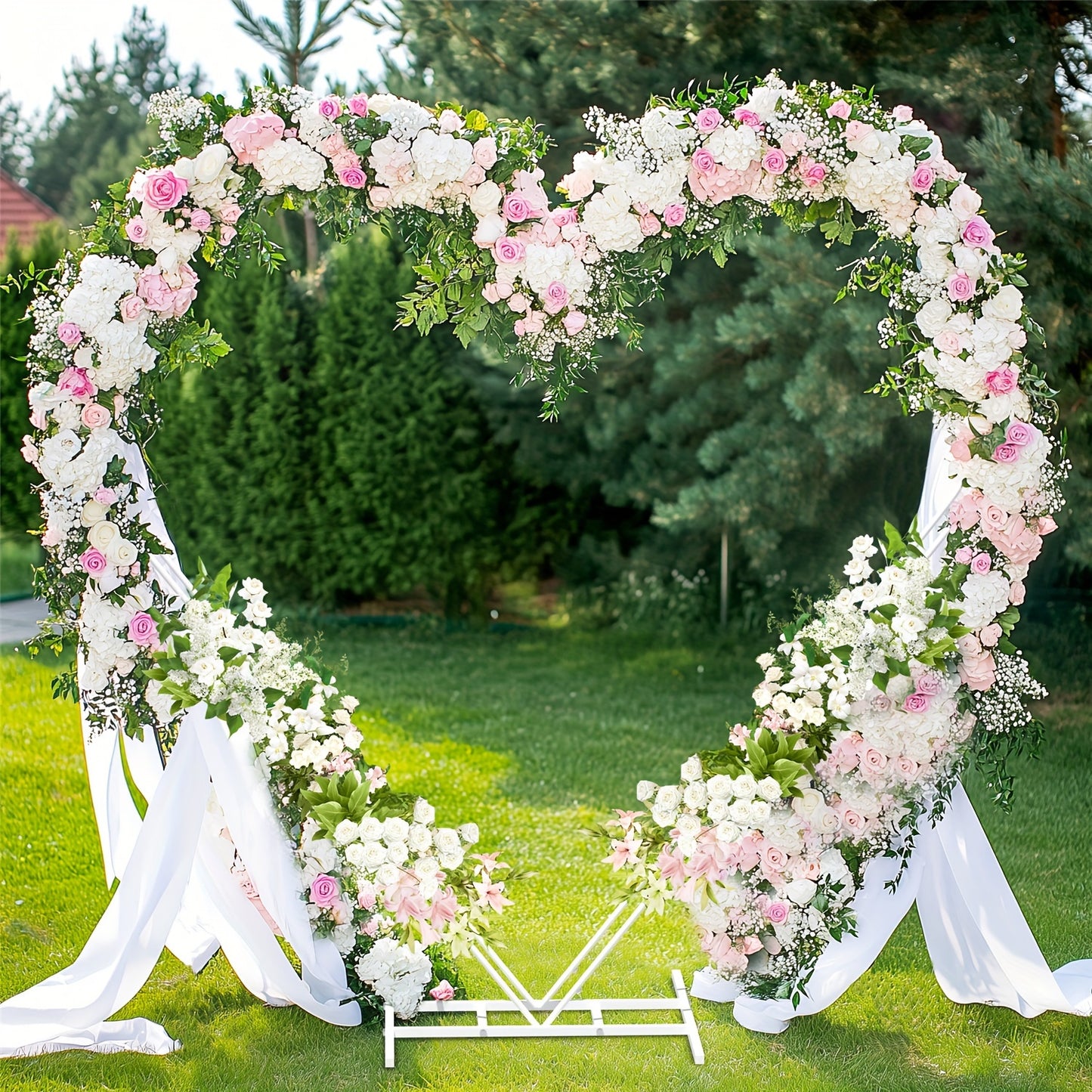 Elegant Heart-Shaped Metal Arch Backdrop - 6.5ft Tall, Rustproof Iron Flower & Balloon Stand for Weddings, Birthdays, Graduations & Youngsters Showers