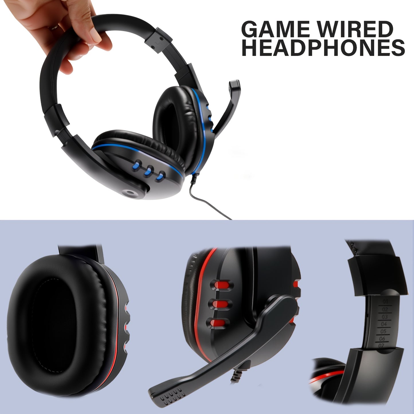 7260 Professional Gaming Headset with Adjustable Headband, Comfortable Ear Cushions, Suitable for Gaming, Online Classes, And Entertainment Computer Accessories