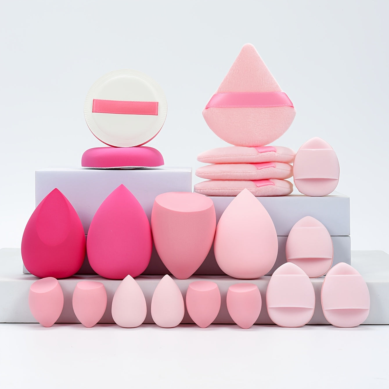 20 PCS Set Marshmallow Set, 2 Cushion Puffs & 4 Loose Powder Puffs & 4 Makeup Sponges & 6 Makeup Sponges & 4 Cushion Puffs, Beauty Makeup Sponge Mixed with Bb Cream, Foundation, Concealer, Especially Suitable for Covering Loc