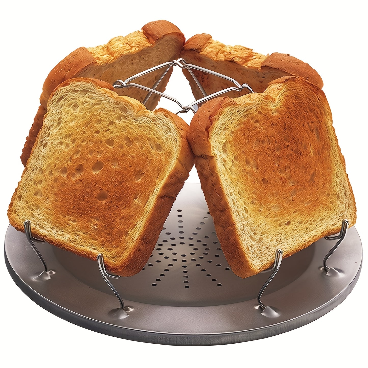 NEW Round Foldable Portable Stainless Steel Toast Bread Grill; Outdoor Camping Stainless Steel Toast Rack