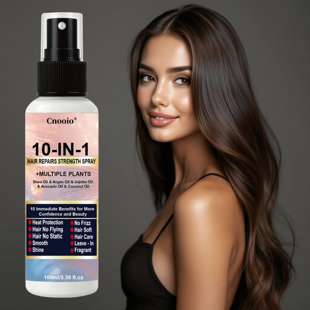 A Multi-Purpose Hair Care Spray Designed for Dry And Damaged Hair, Providing Heat Protection, Shine, And a Pleasant Fragrance While Eliminating Frizz And Softening Hair with The Help of Argan And Jojoba Oils, All in Five Seco
