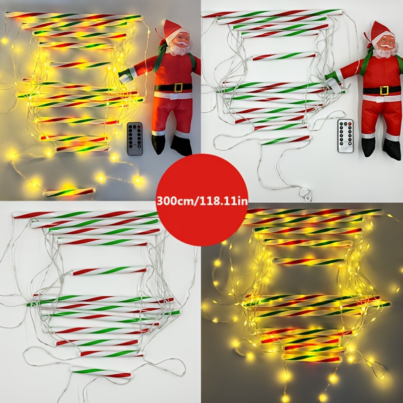 1 Set of New Waterproof LED Ladder Santa Claus Light String to Create a Christmas Atmosphere Christmas Decoration Light String USB Remote Control Decorative Light Rainbow LED Decorative Light 3m/1.7m Outdoor Courtyard Decorat