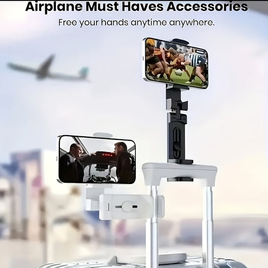 2 PCS Set Airplane Phone Holder with 360° Rotation & Clamp - Heavy-Duty Tablet & Smartphone Stand Compatible for In-car, Desk, Airplane Use - Hands-Free Travel Accessory, Ideal for Aviation Enthusiasts & Gifts (for Car/Deskt
