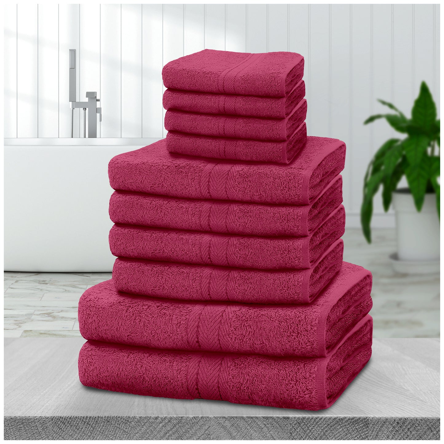 NEW 10 PCS Set 14 Colors Pakistani  Towel Bale Set | Luxurious 100% Cotton Towels Family Pack | Quick-Drying, Highly Absorbent & Ultra-Soft Fabric | Includes 4 Face Towels, 4 Hand Towels, 2 Bath Towels Ideal for Home, Gym, Sp