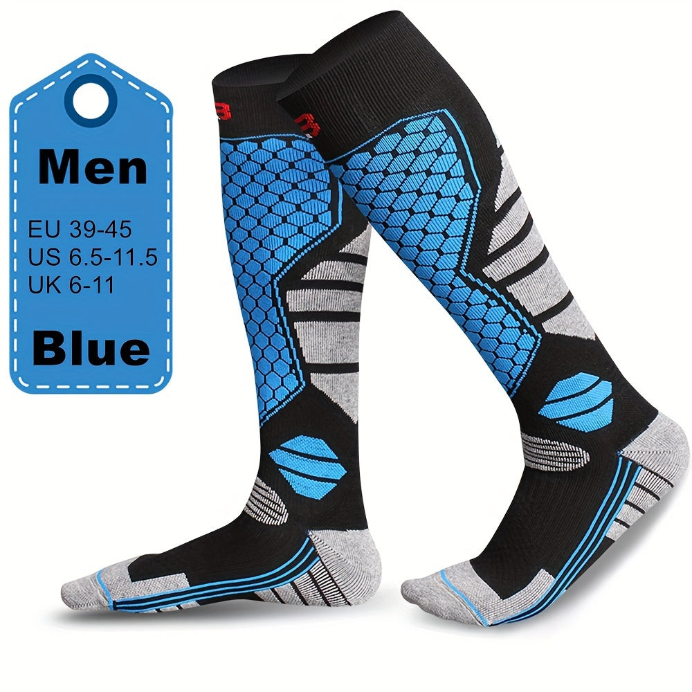 3 Pairs Men's Winter Thick Warm Breathable Hiking Ice Skating Skiing Knee-High Outdoor Sports Socks - EU 39-45, US 6.5-11.5, UK 6-11
