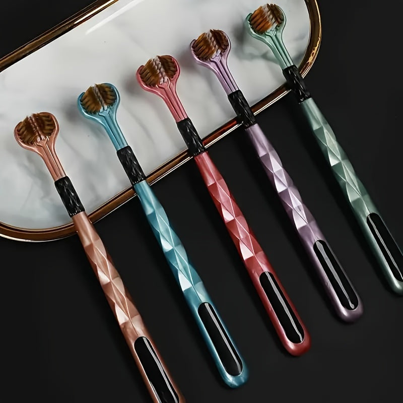 5-Pack Set V-Shaped Three-Sided Manual Toothbrushes for Adults - Soft Nylon Bristles, Full Head Coverage, Unscented, Deep Cleaning for Gum Health, Formaldehyde-Free, Unisex