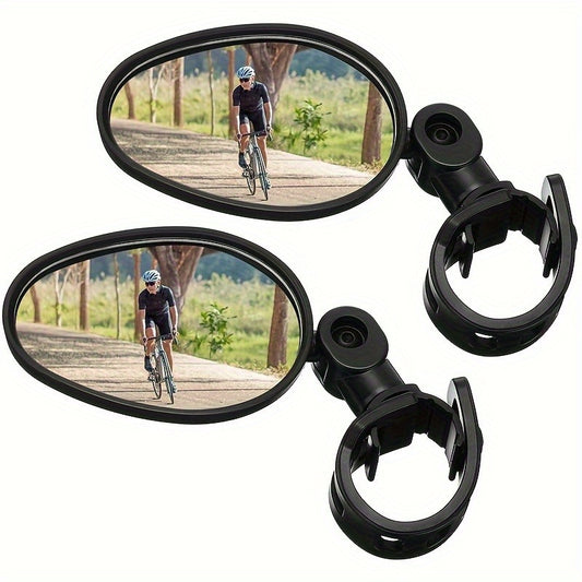2-Pack Bike Mirrors, Acrylic Convex Oval Rearview for Cycling, 360° Rotatable Shockproof Handlebar Mount Mirrors for Mountain & Road Bikes, Adjustable Fit