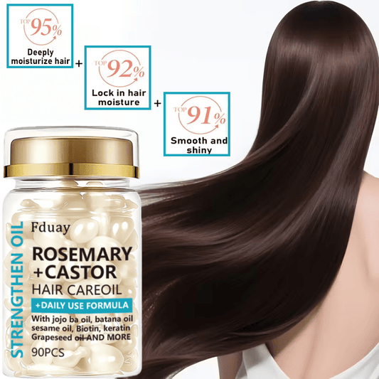 90-PCS Capsules Keratin Hair Mask, Rosemary Castor Oil Rice Water Shampoo, Conditioner | 200ml - Smooth, Shiny, Deep Cleansing, Frizz-Free, Fragrant, Soft Hair | Perfect for Dry Hair in Winter | Nourishing