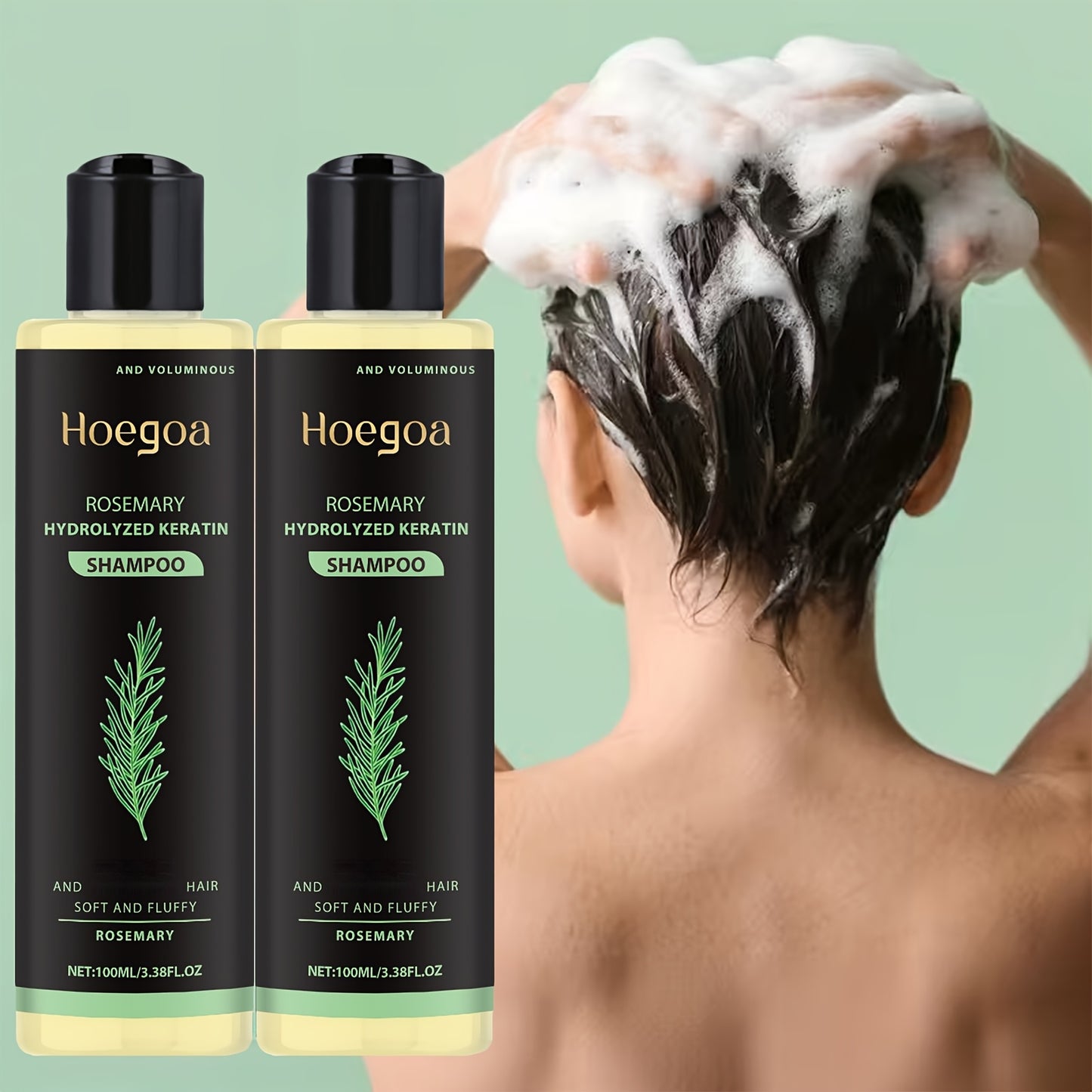 2 Bottles Set Rosemary Thickening Shampoo | Cleans and Strengthens Fragile Hair, Contains Rosemary Extract and Vitamin E, Deep Cleaning, Mild Moisturizing, Plump Herbal Essence, Suitable for All Hair Types
