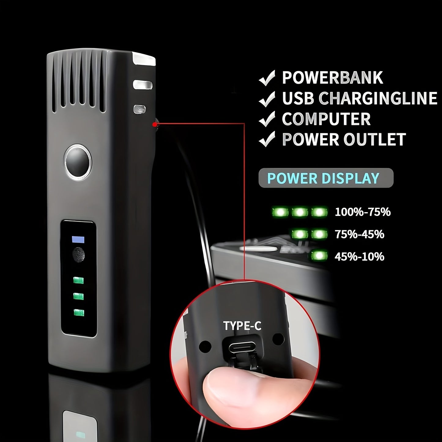 Super Bright USB Rechargeable Bike Light Set - 4-in-1 Smart Sensor, USB/CB-Powered Front & Rear Lights with USB-Powered Charging, Waterproof, Compatible with USB-C/Cigarette Lighter/DC, for Mountain/Road/Commuting/EBike - Lon