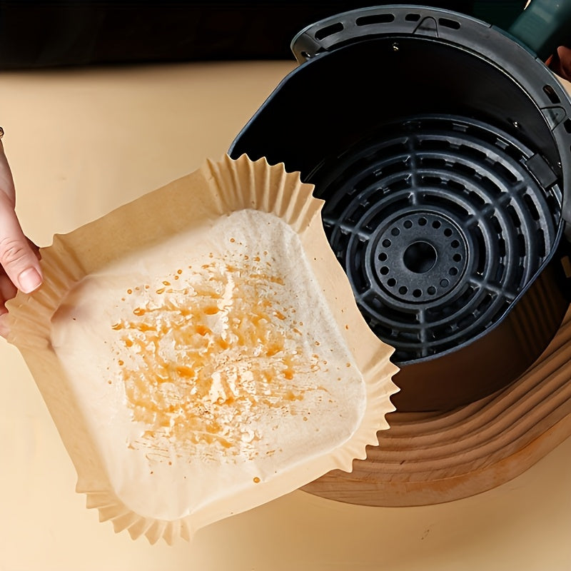 100 PCS Pack Set Air Fryer Liners - Universal for Oven & Microwave, Non-Stick Parchment Paper - No Coating, Heat-Resistant for Home & Commercial Use