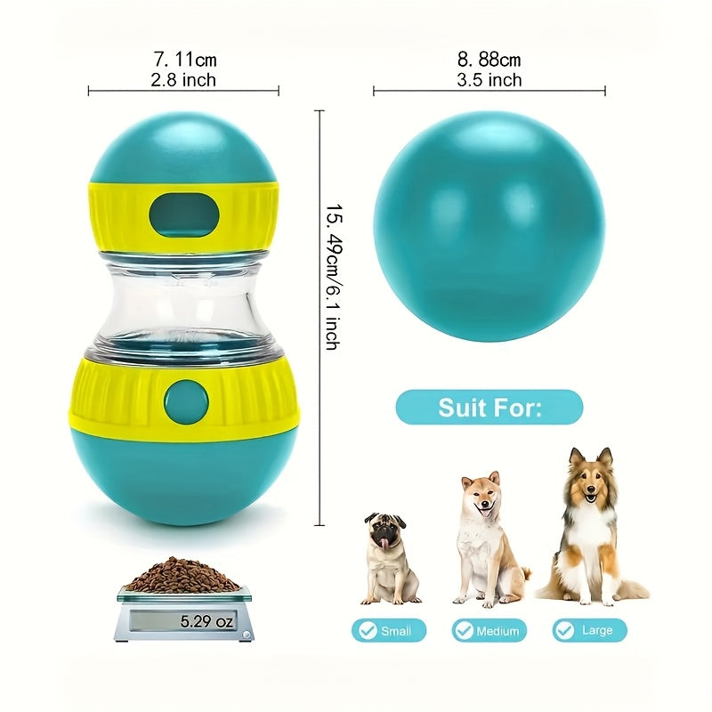 Interactive Treat Dispenser Toy for Cats And Dogs - Features a Rotating Swing Design, Suitable for All Breeds As a Slow Feeder, Made of Blue And Yellow Plastic, Promoting Fun And Healthy Eating for Pets, Without Battery