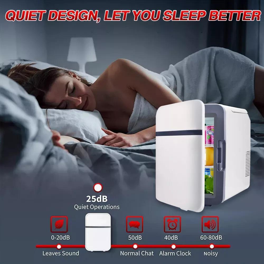 10L Mini Fridge Car Refrigerator Portable Freezer Cooler and Warmer Storing Skincare Cosmetic Food Drink, Ideal for Car, Home, Office, Dorm