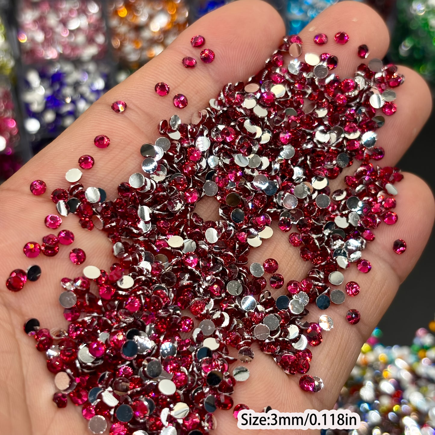 25 Colors / 18600pcs of 5D Resin Round Rhinestones, 3Mm Diameter Silvery Flat-Back Gems, Suitable for Crafts, Coasters, Keychains, Wreaths, Nail Art, And More Creative Projects - a Perfect Match for Your Artistic Creations, N