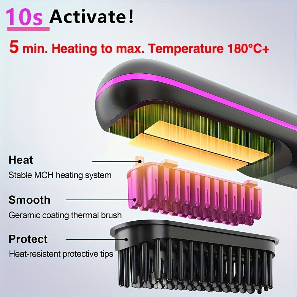 NEW Set Portable Straightening Comb, Quick Hair Straightener, Straightening Styling Tool, Smart Digital Display Precise Temperature Control. Long-Lasting Hold Without Damaging Hair, Straightening and Curling Dual Use