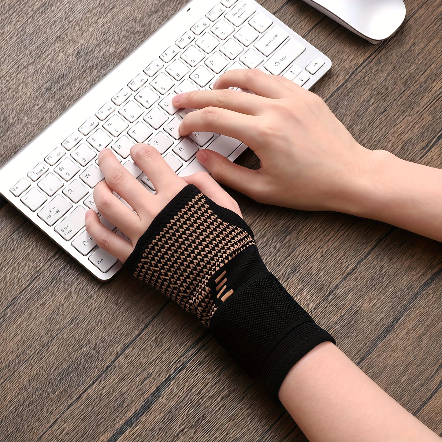 2 PCS Set M-L-XL Size Copper Fiber Wrist Brace Gloves - Adjustable Compression Straps Hand Braces for Men & Women, Breathable Mesh Design with Closure, Ideal for Hand & Wrist Support During Physical Activities, Hand Wraps & S