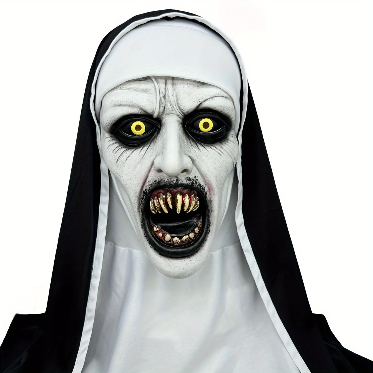 Spooky Nun Mask For Halloween - Synthetic Latex, Hand-Washable, Street Style Horror Costume Accessory