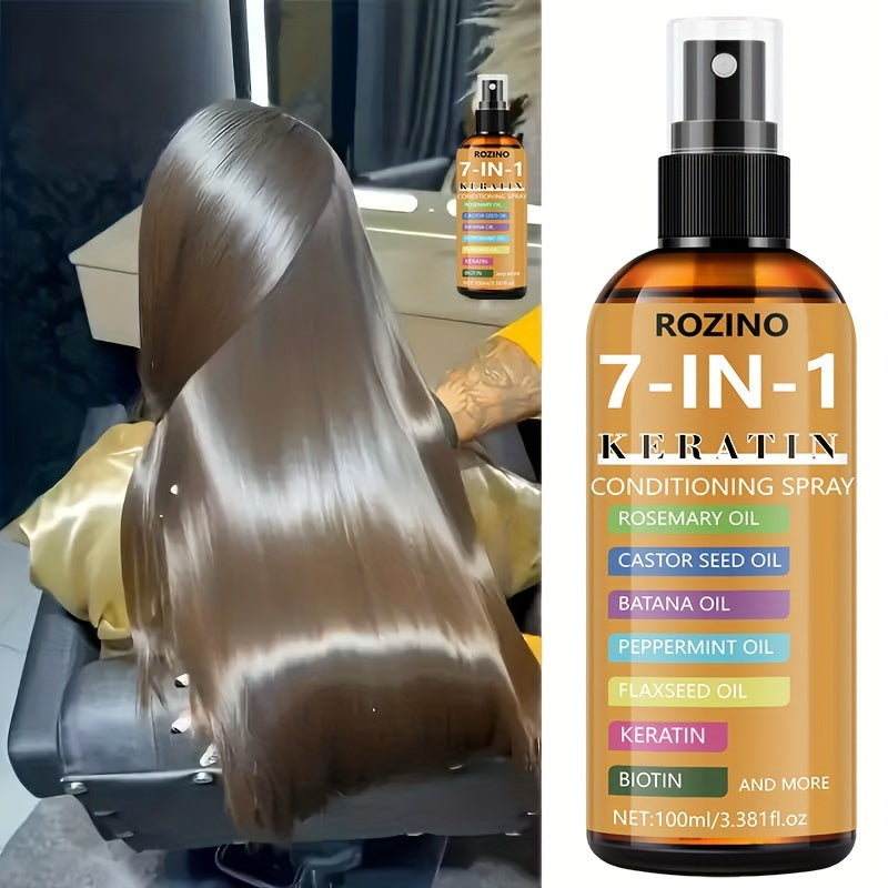[Instant Hair-Smoothing Leave-in Shampoo Spray] 7-in-1 Keratin Care and Styling Spray, natural pure plant oil. It is smooth and shiny immediately upon spraying. Relieve dryness, tangling, cracking and split ends hair quality