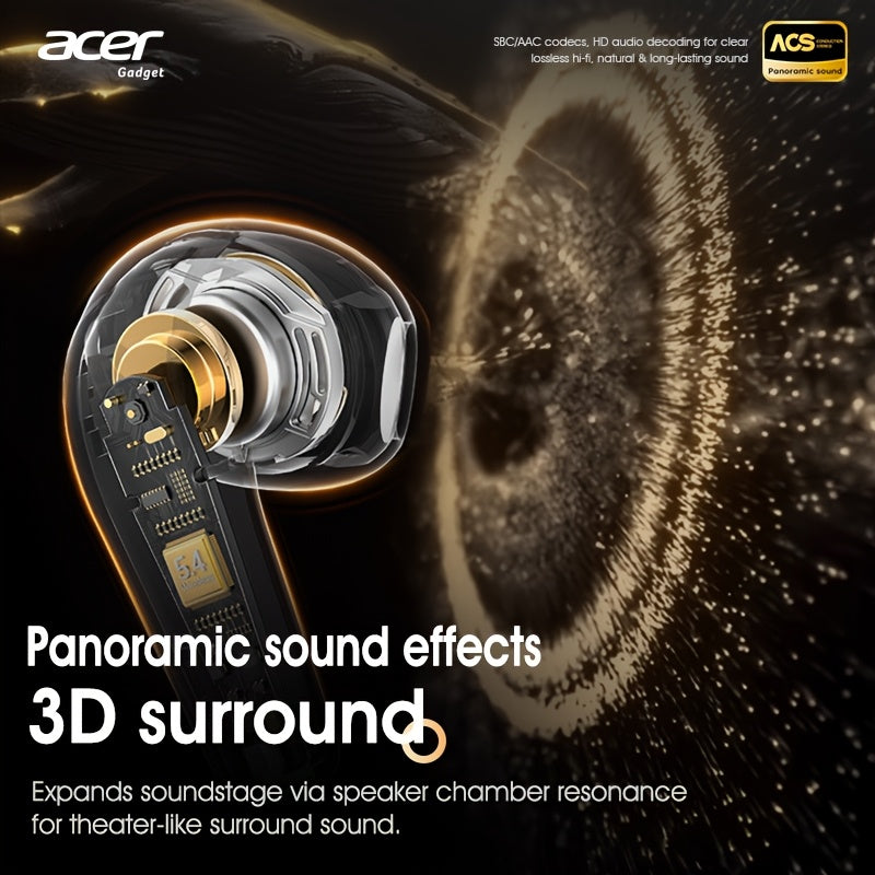 [ Original Genuine Acer Brand]  Wireless Earphones, Charging Case Hi-Fi High-Definition Decoding, 3D Surround Sound, Large Diaphragm Bass Enhancement, LED Digital Display, Call Noise Reduction, 20h Long Standby, Comfortable I