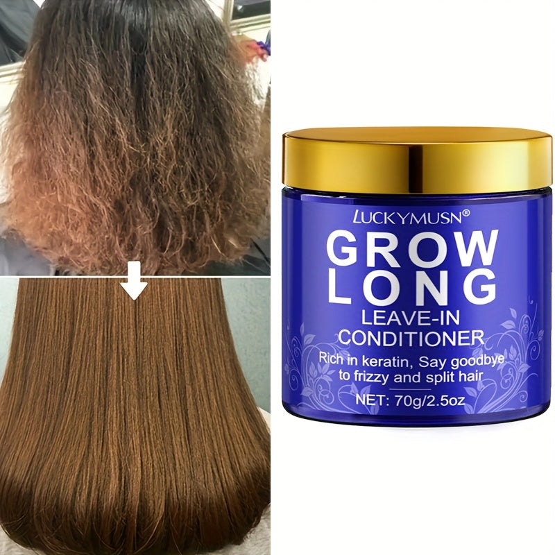 NEW Grow Long Leave-In Conditioner - Deep Moisturizing Keratin for Dry, Damaged, Frizzy & Split Ends, Argan Oil & Aloe Vera, Refreshing Oil Control, 70g/2.5oz, Unisex for All Hair Types, Hair Conditioner, Sleek Haircare, Plan