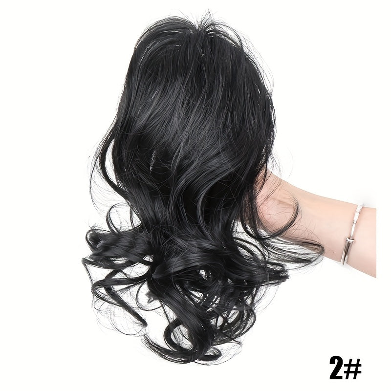 12-Inch Short Curly Clip-In Ponytail Extension – Heat-Resistant Synthetic Hair for Women & Girls, Voluminous Claw Clip Hairpiece for Weddings, Parties & Casual Attire