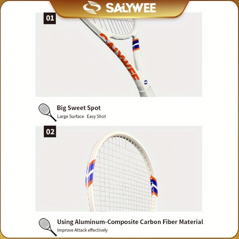 NEW POWER 2.0 Carbon Fiber Tennis Racket, 50-60lbs, 310±10g, Professional-Grade for Advanced Players, Unisex-Adult, Shock Absorbers Included, Sports Accessories