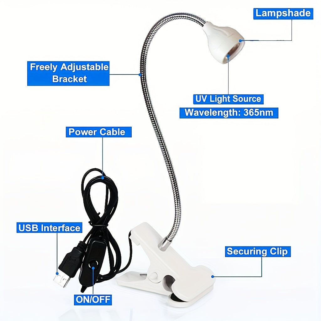 LED Light Clip-on Flexible Metal Tube USB Mini Gel Lamp Desk Nail Dryer for DIY Manicure, Suitable for Indoor Bedroom Home Decor Living Room, Desk Accessories. Perfect Christmas/Valentine's Day Birthday Gift, Nail Lamp, Nail
