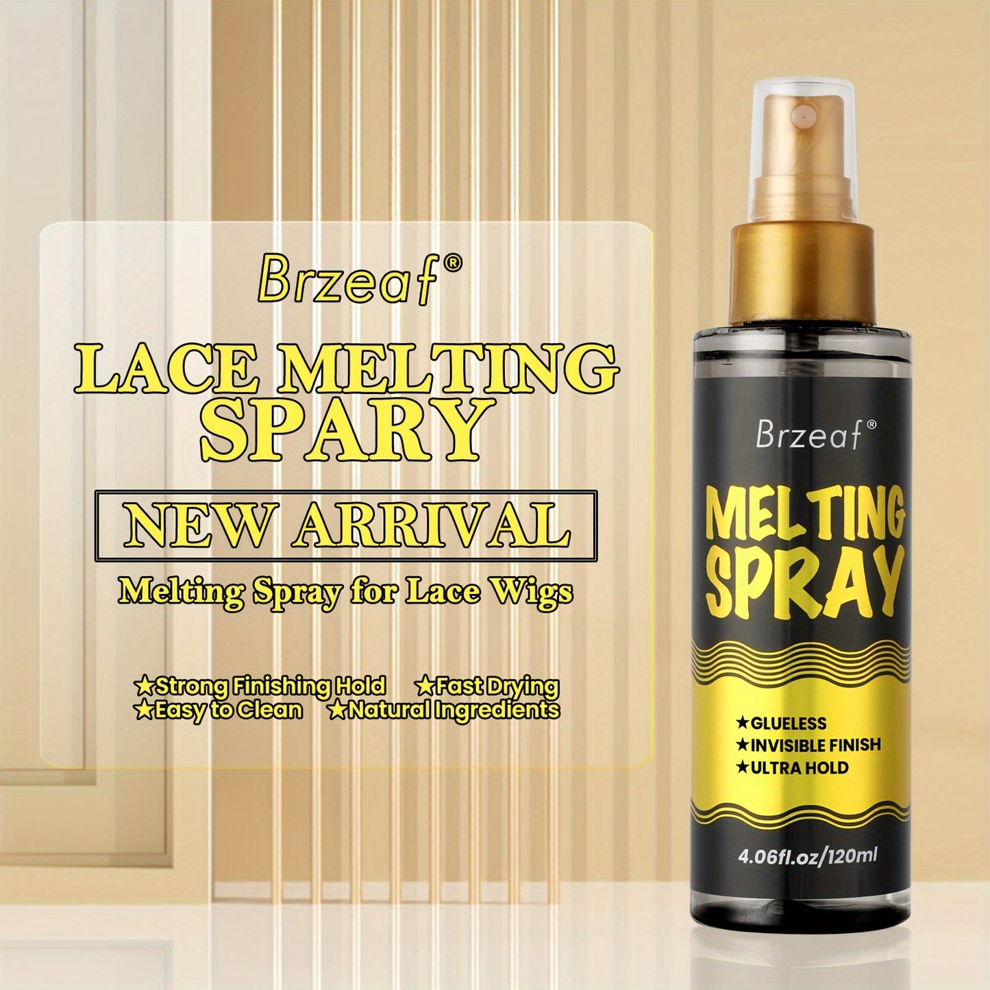 120ml Lace Melting Spray And Holding Spray, Extreme Hold Melting Spray For Lace Wigs, Glueless, Strong Natural Finishing Hold, Dries Quickly, Wig Melting Spray & Hair Adhesive For Wigs