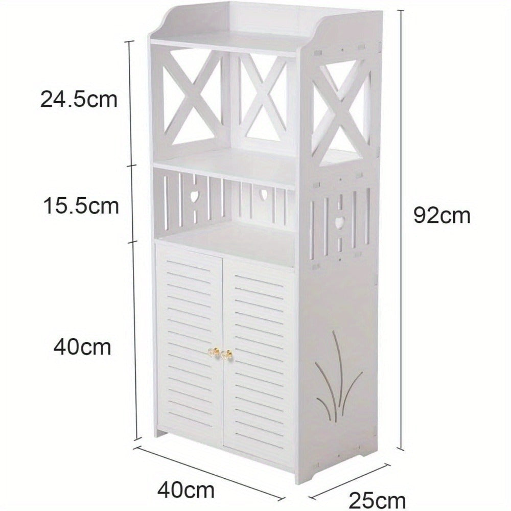 3 Tier Bathroom Storage Cabinet Floor Standing Display Cabinet Home Storage Furniture Organizer Unit for Office Living Room Kitchen Entryway White (3 Tier)