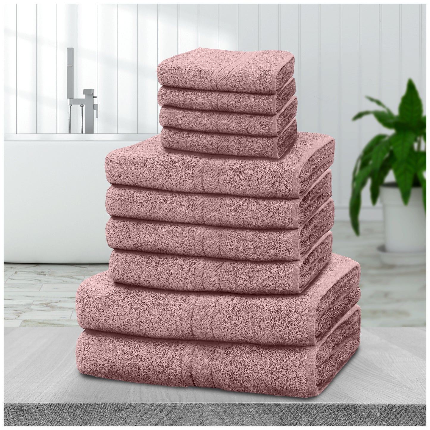 NEW 10 PCS Set 14 Colors Pakistani  Towel Bale Set | Luxurious 100% Cotton Towels Family Pack | Quick-Drying, Highly Absorbent & Ultra-Soft Fabric | Includes 4 Face Towels, 4 Hand Towels, 2 Bath Towels Ideal for Home, Gym, Sp
