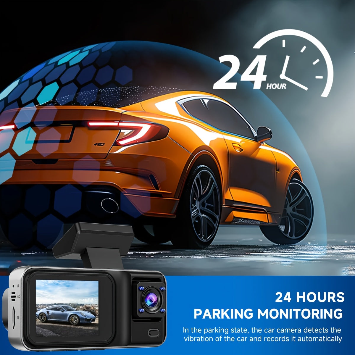 Car Dashcam with Dual Lens 1080P+720P HD Night Vision, WDR, Motion Detection, 140° Wide-Angle, Loop Recording, Parking Monitoring, Optional without Card Cars Accessories