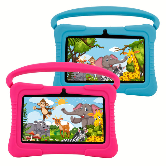 7" Kids Tablet, 2GB RAM+32GB ROM, Safe Eye Protection Screen, Wi-Fi, Dual Camera, Educational Games, Parental Controls App, Android Tablet With Drop Proof Silicone Sleeve Tablet