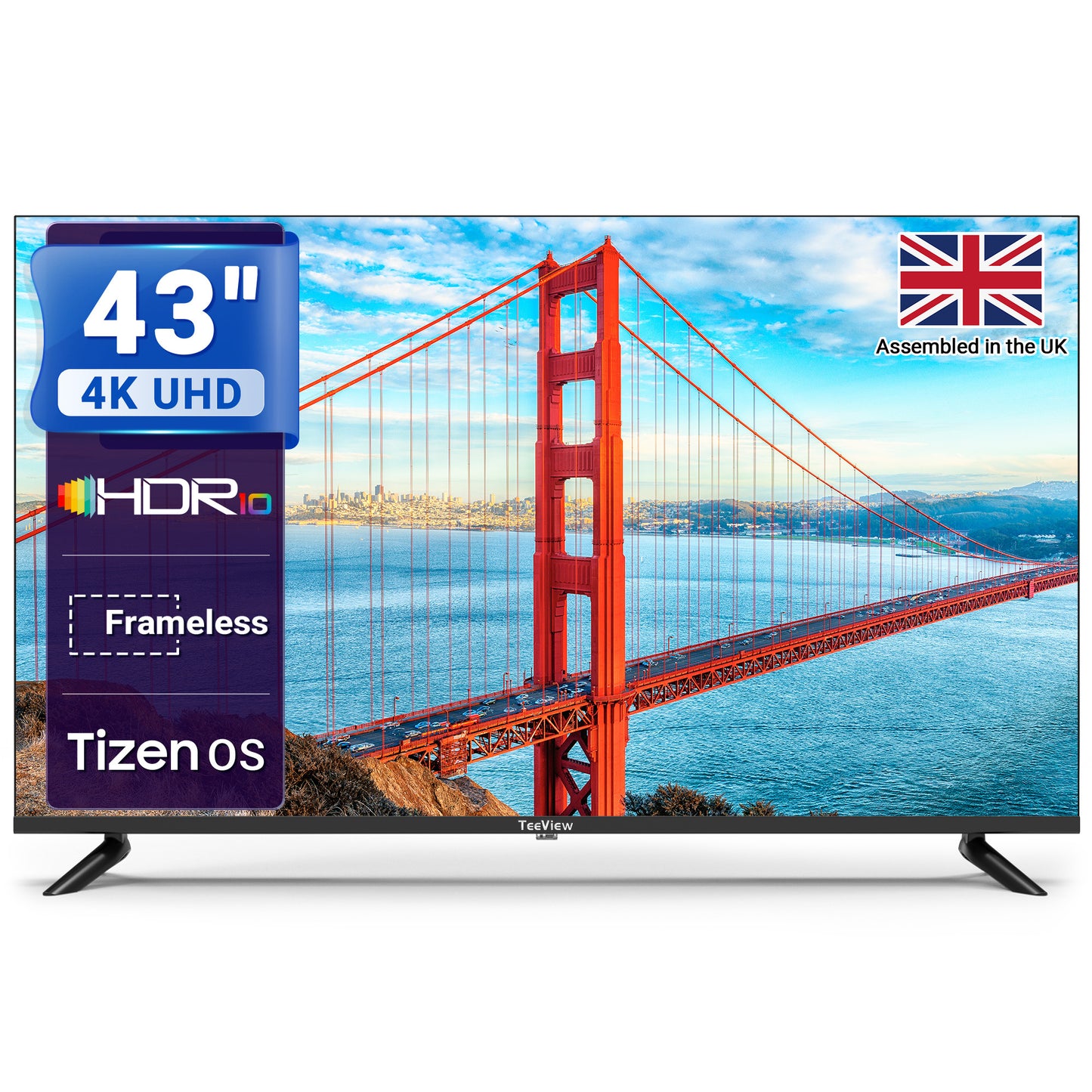 43 Inch 4K UHD Smart TV Powered by Tizen, 3 HDMI, 2 USB, RJ45 - Teeview TV43QUT-UK