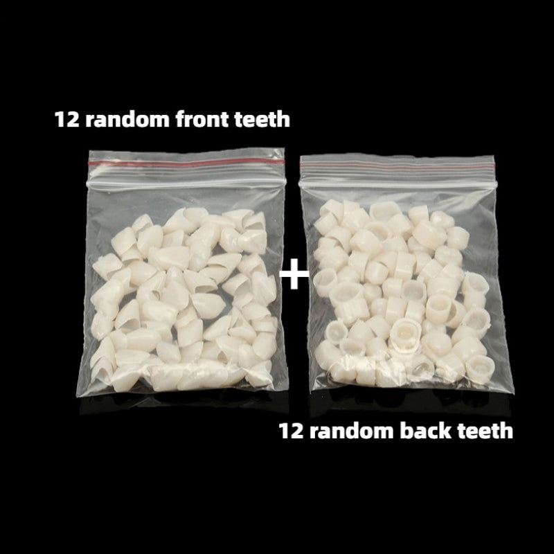24 PCS Set Including 12 Front Teeth + 12 Back Teeth, Decorative Dentures, Reusable Upper and Lower Jaw Set, Odorless and Comfortable Oral Appliance