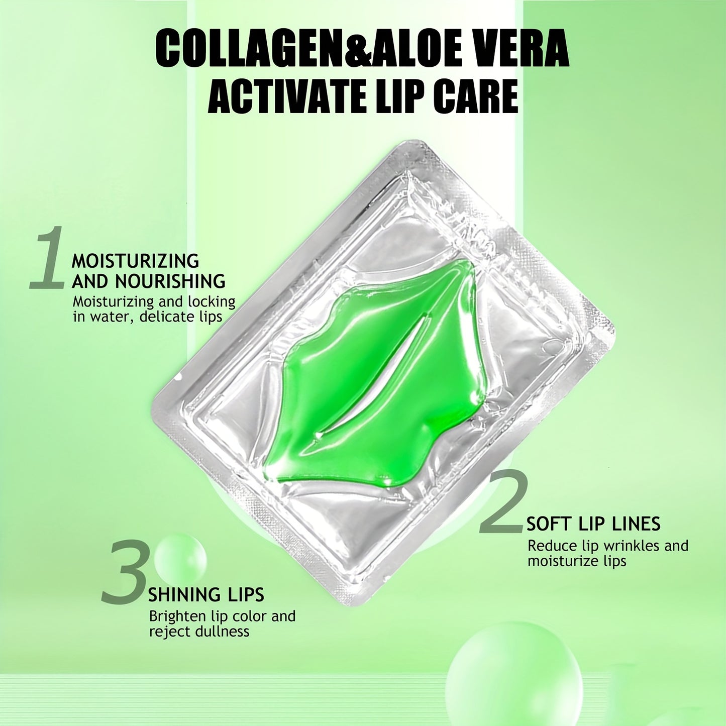 10 PCS Set Natural Aloe Vera & Collagen Lip Masks for Women - 30-Minute Deep Hydration, Plumping & Moisturizing with Aloe Essence, Collagen & Vitamin C, Soft Adhesive Film for Smooth Lips