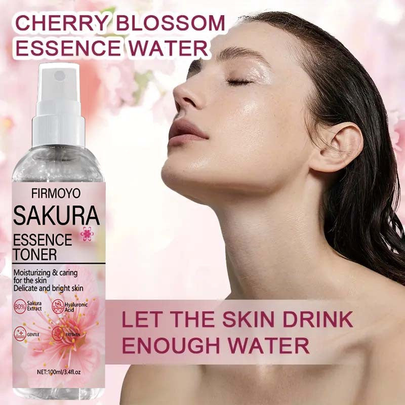 2PCS Set Instant Brightening & Hydrating Facial Toner Mist - Cherry Blossom Toner Water for Sensitive, Dry, Oily & Combination Light Beige, 100ml Large (2x50ml), Quick-Absorbing -Inspired Skincare, Sensitive Complexion Spray