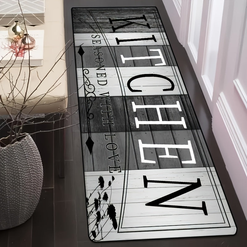 Extra Long Kitchen & Dining Mat | Modern & Italian Text Design, Machine Washable, Durable Polyester, Easy-Clean Rectangular Floor Mat for Kitchen, Living Room, Laundry Room