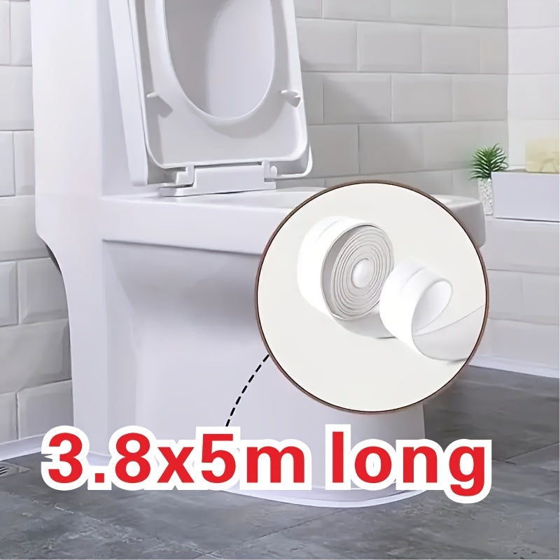 5M Super Adhesive Waterproof White Self-Sealing Strip Tape, Washbasin Bathtub PVC Material, for Kitchen, Bathroom, Toilet, Living Room, Home Appliances, Household Items | Seamless Sealing Strip | Durable Sealant Strip