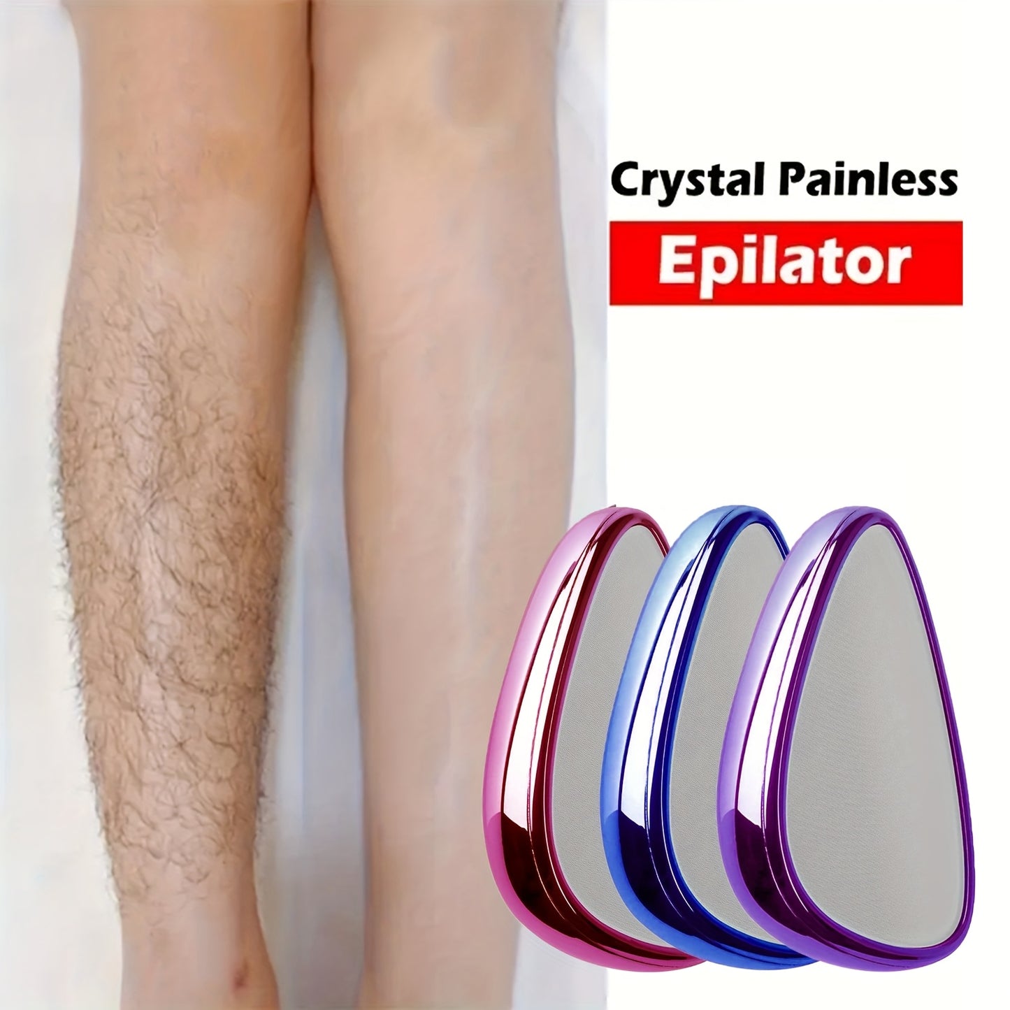 Purple Crystal Hair Removal Device for Both Genders - Gentle Exfoliation, Reusable And Waterproof Tool for Hair Removal, Purple Color for Skin on Back, Arms, And Legs