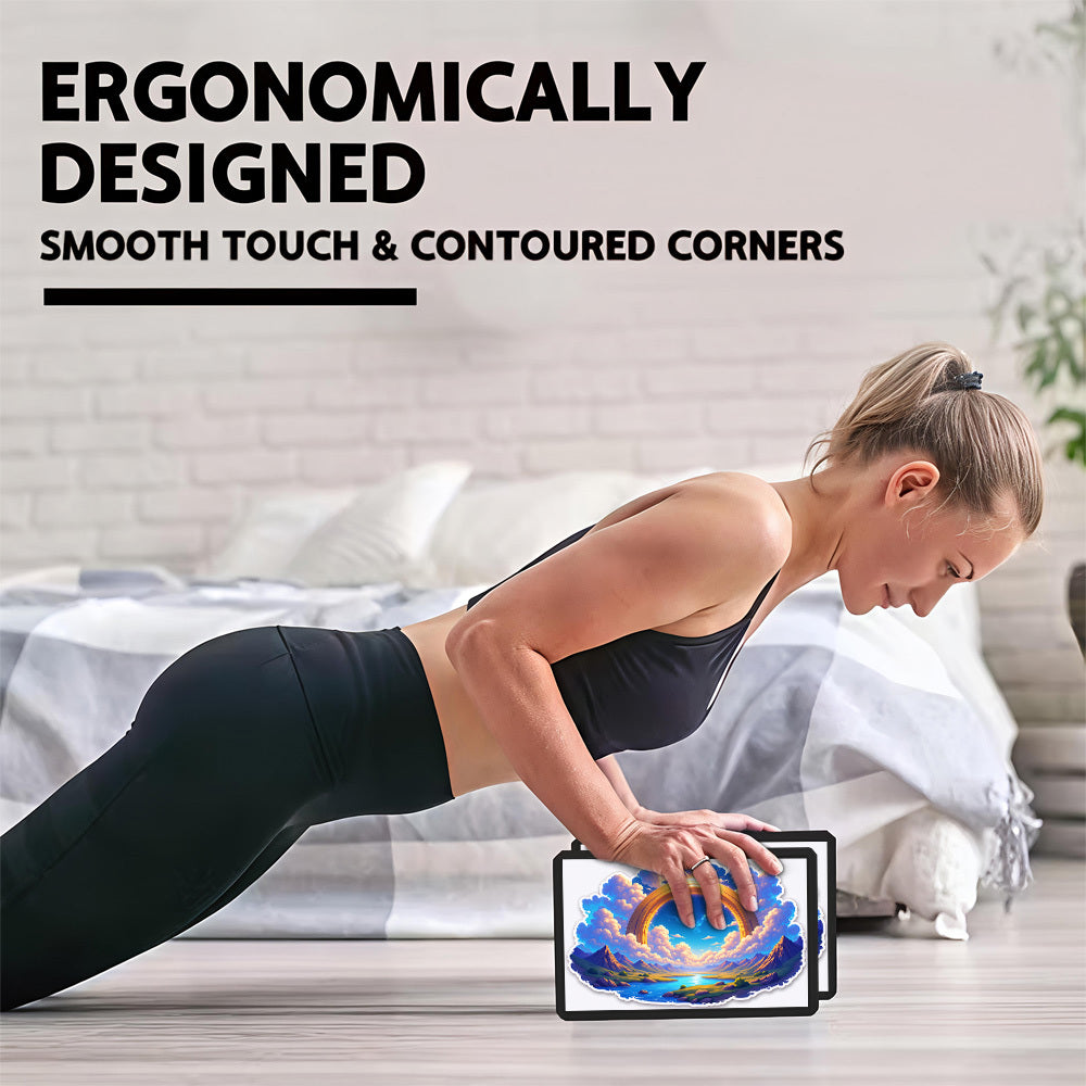 2 PCS Set Home Gym Exquisite Printed Yoga Blocks: Majestic Mountains and Rivers, Radiant with Infinite Light, Fully Displaying the Beauty of Nature. Professionally Recommended! Made from High-density EVA Lightweight Material,