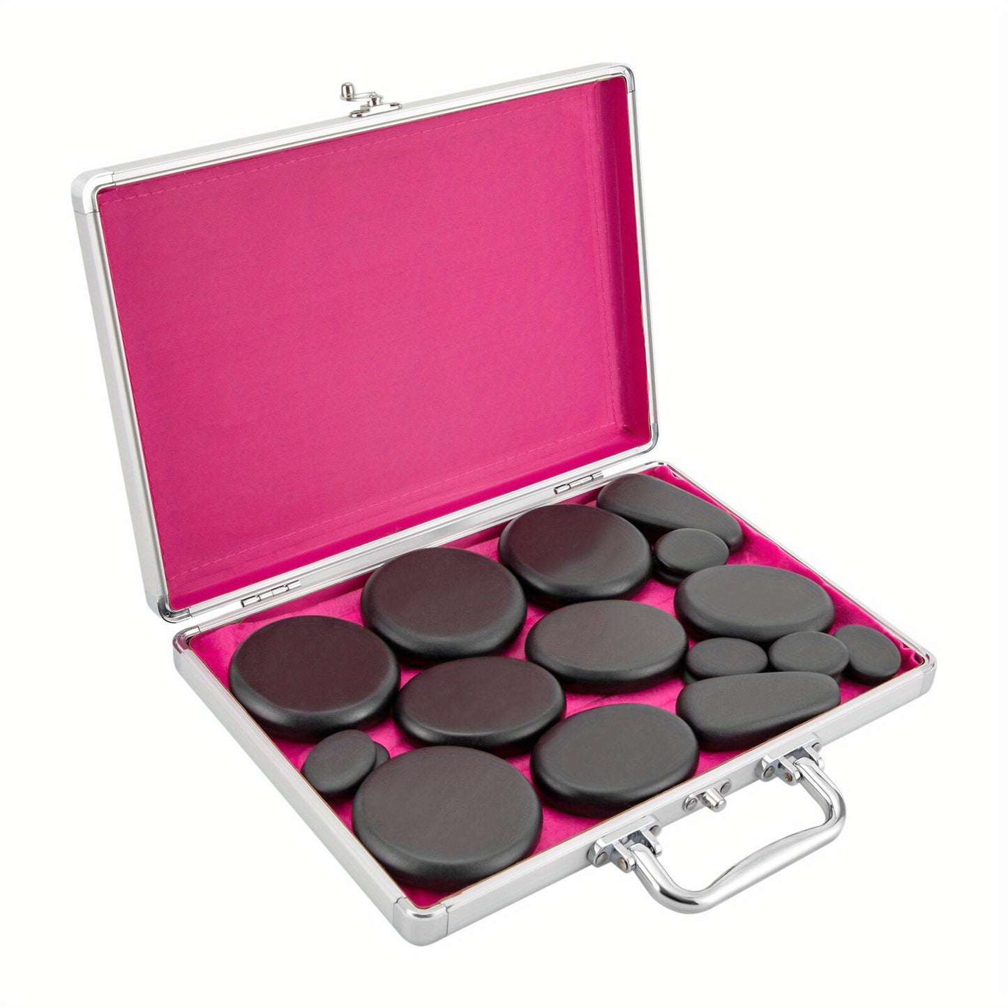 NEW Upgraded Pro 18 PCS Set Hot Stones Massage Set Natural Volcanic Rocks Portable Massage Stone Heater Kit Full Body Therapy Treatment Pain Relief Massage Set Relaxation Health Care Supplies