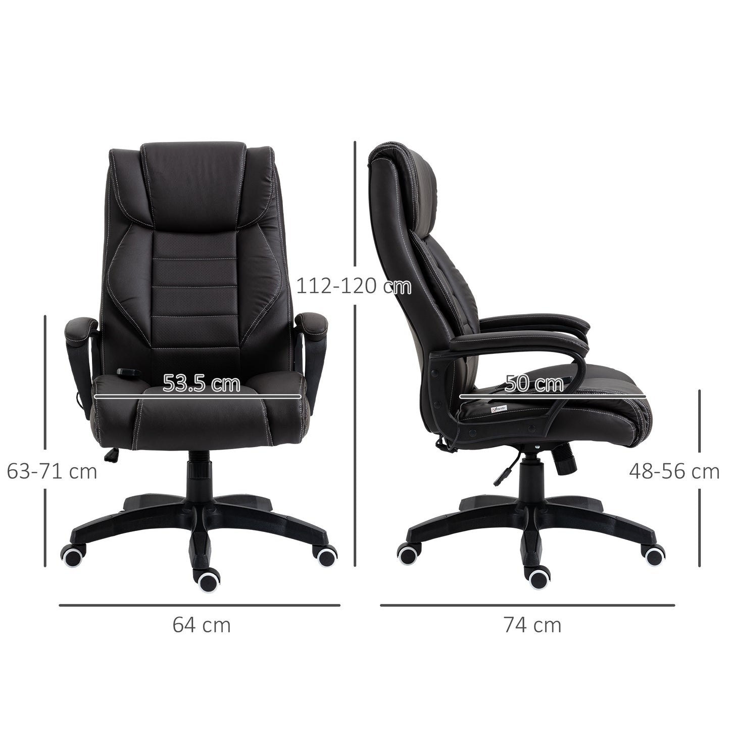 High Back Executive Office Chair 6- Point Vibration Massage Extra Padded Swivel Ergonomic Tilt Desk Seat