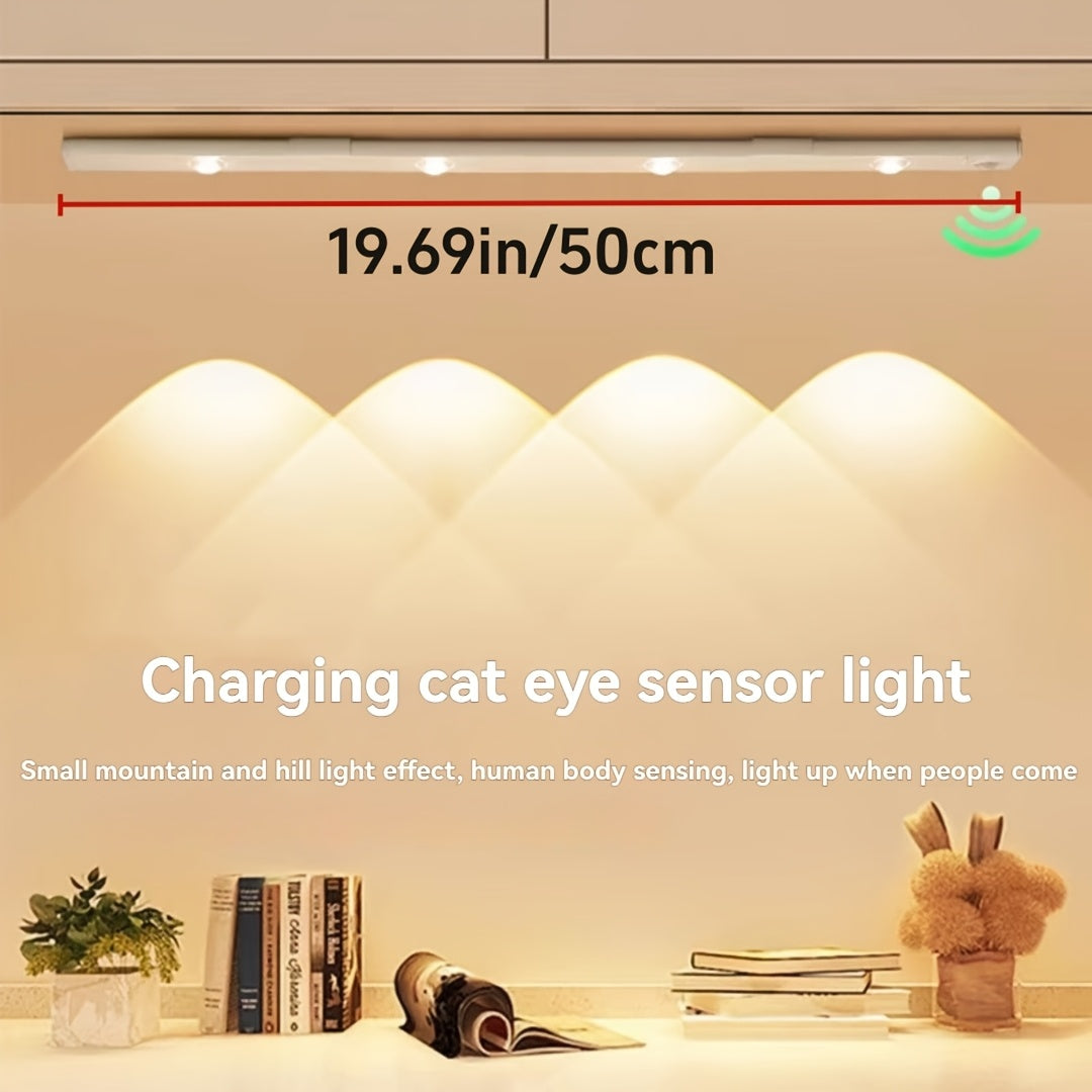 NEW Modern LED Motion Sensor Cabinet Light with Magnetic USB Charging, Wireless Motion Detection, Ultra-Thin Slim Profile, 3-Color Adjustable LED, Magnetic Ceiling/Wall/Bedside Lighting for Kitchen, Wardrobe, Bathroom, Displa