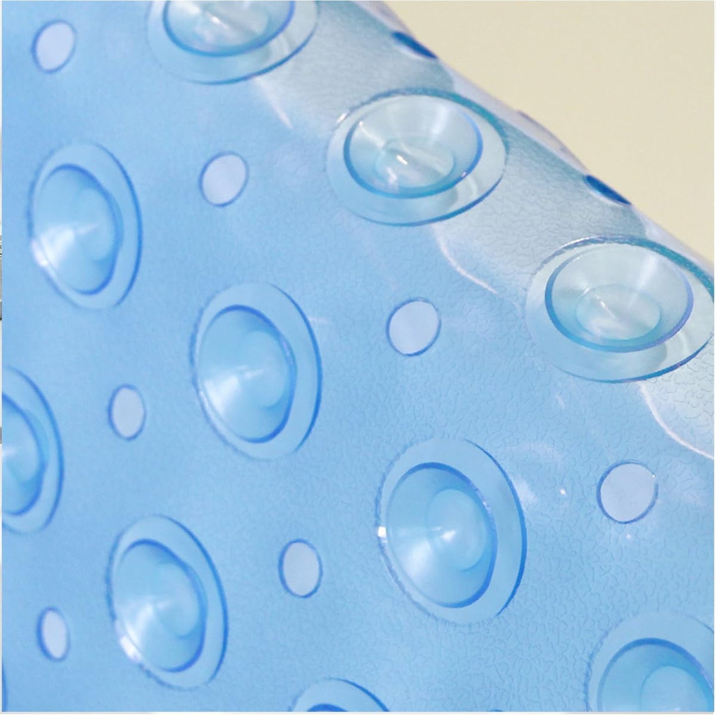 Large Shower Mat – Light Blue/Crystal/White Color Non-Slip, Strong Suction Cups & Drain Holes, Quick-Dry, Machine Washable, Durable & Comfortable for Bathtub and Bathroom Floor Use