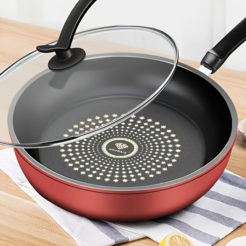 3 PCS Set Frying Pan Set | Non-stick, Heavy-duty, Suitable for Induction Cookers, Safe for Gas/Electric Stoves, Even Heating, Scratch-resistant, Dishwasher Safe, Red, High-Quality Non-stick Pan | Ideal for Home/Hotel/Outdoor