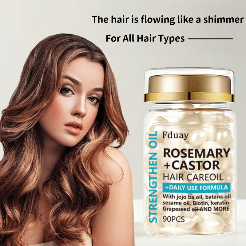 90-PCS Capsules Keratin Hair Mask, Rosemary Castor Oil Rice Water Shampoo, Conditioner | 200ml - Smooth, Shiny, Deep Cleansing, Frizz-Free, Fragrant, Soft Hair | Perfect for Dry Hair in Winter | Nourishing