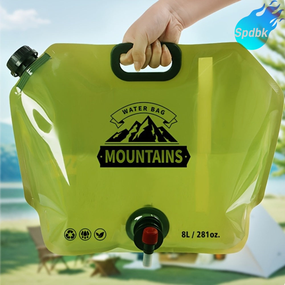 8L Portable Water Container with Faucet - Foldable, Lightweight & Durable PET Material, Ideal for Camping, Hiking, Travel & Outdoor Activities, Camping Water Jug