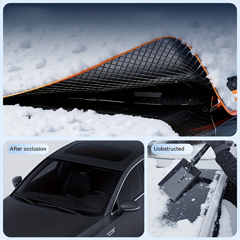 NEW Car Windshield Snow Cover, Suitable for All Vehicles - Durable Oxford Cloth Windshield Snow Shield, Thick Frost Cover with Magnetic Attachments, Magnetically Fixed, Resistant to Strong Winds, Suitable for All Seasons